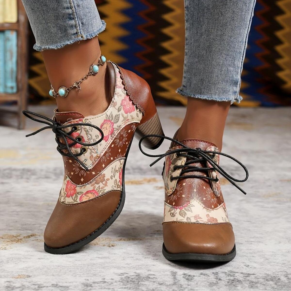 Point Toe Block Heels Ankle Boots