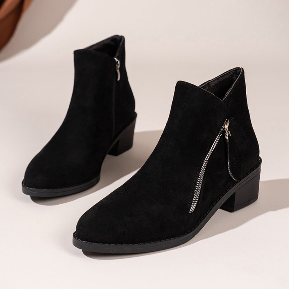 Point Toe Block Heels Boots