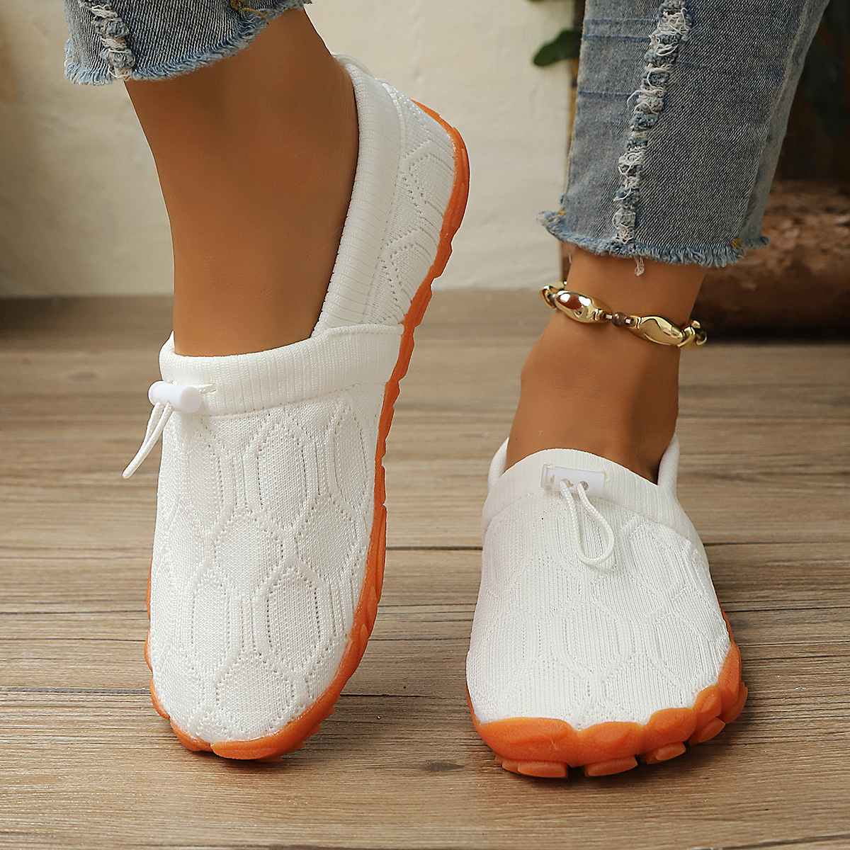 Round Toe Drawstring Slip-Ons