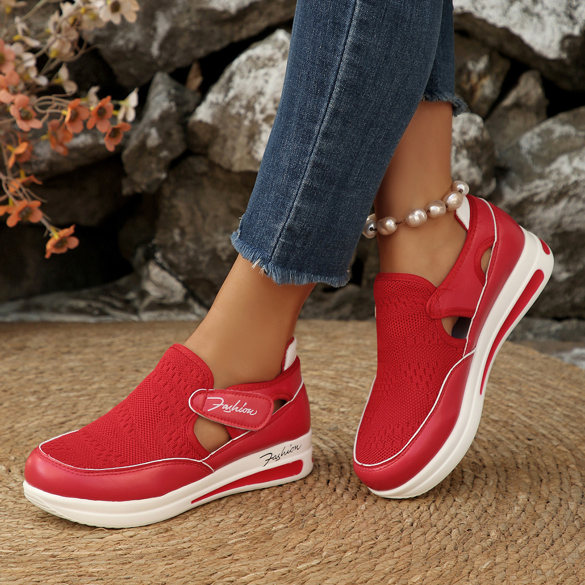 Breathable Mesh Wedge Sneakers