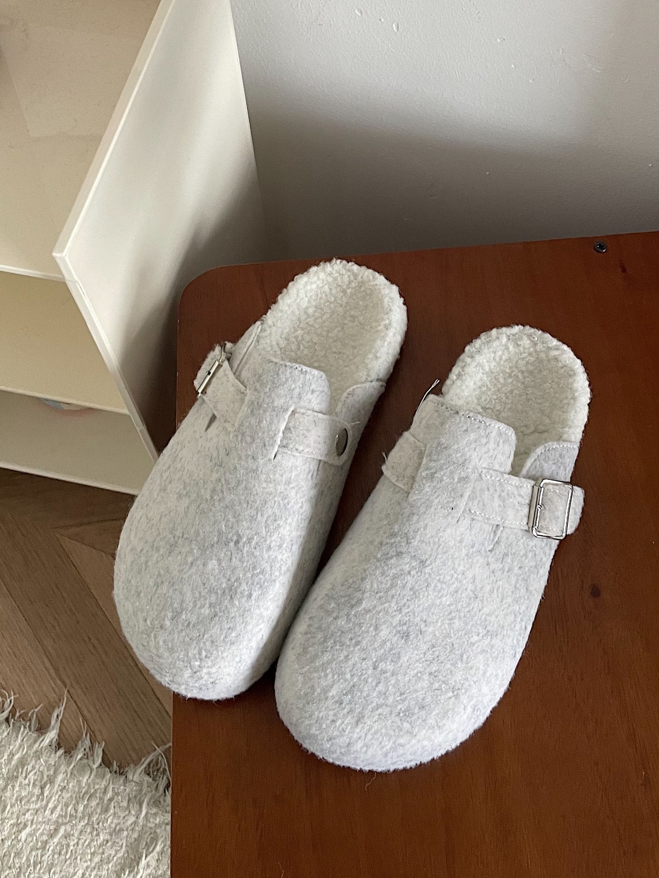 Cozy Plush Buckle Detail Slip-Ons