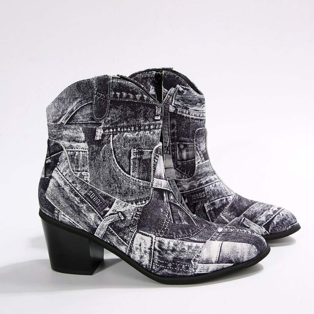 Point Toe Block Heels Boots