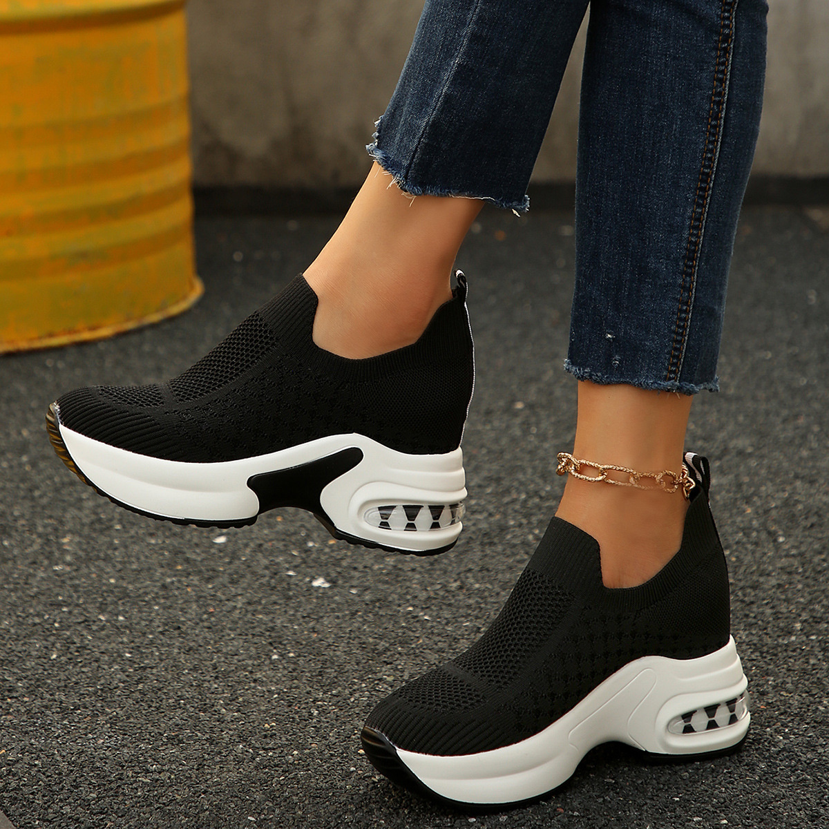 Breathable Mesh Platform Sneakers