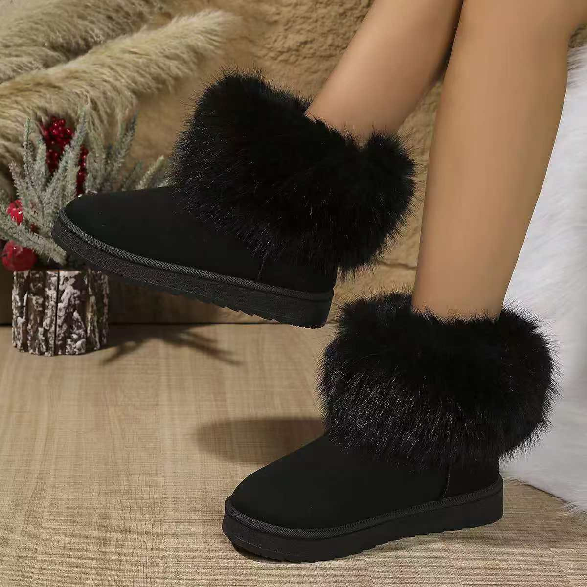 Fuzzy Trim Ankle Boots