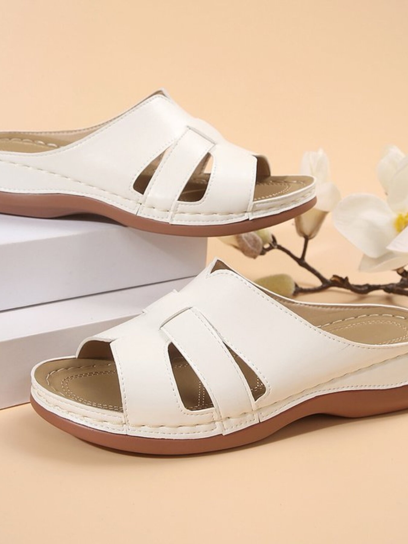 Cutout Leather Open Toe Sandals