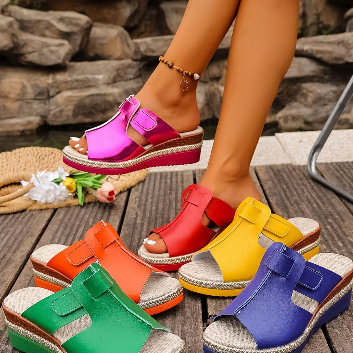 Open Toe Wedge Platform Sandals