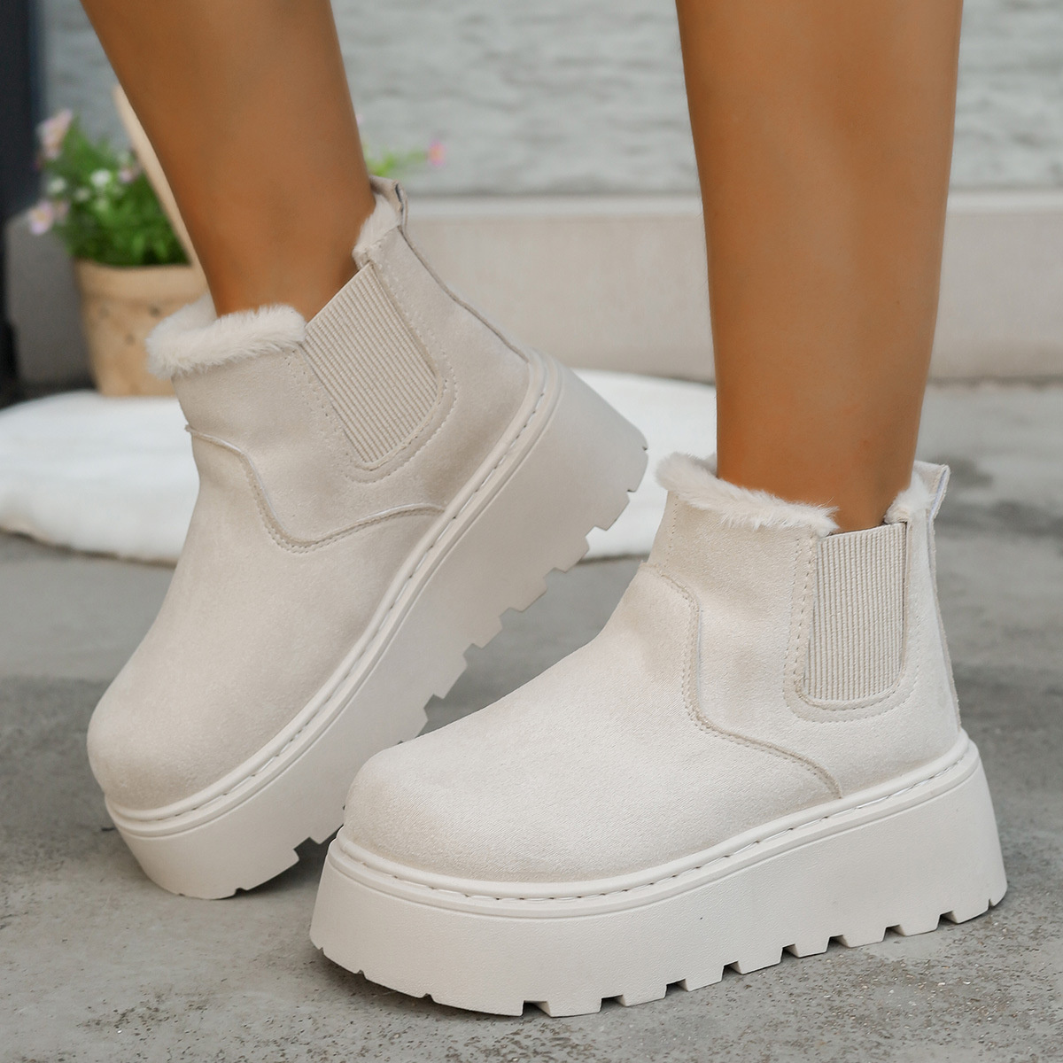 Fur Lining Platform Boots