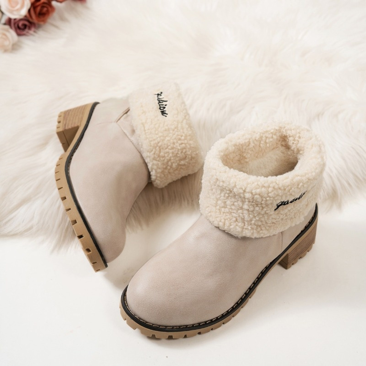 Round Toe Block Heels Boots