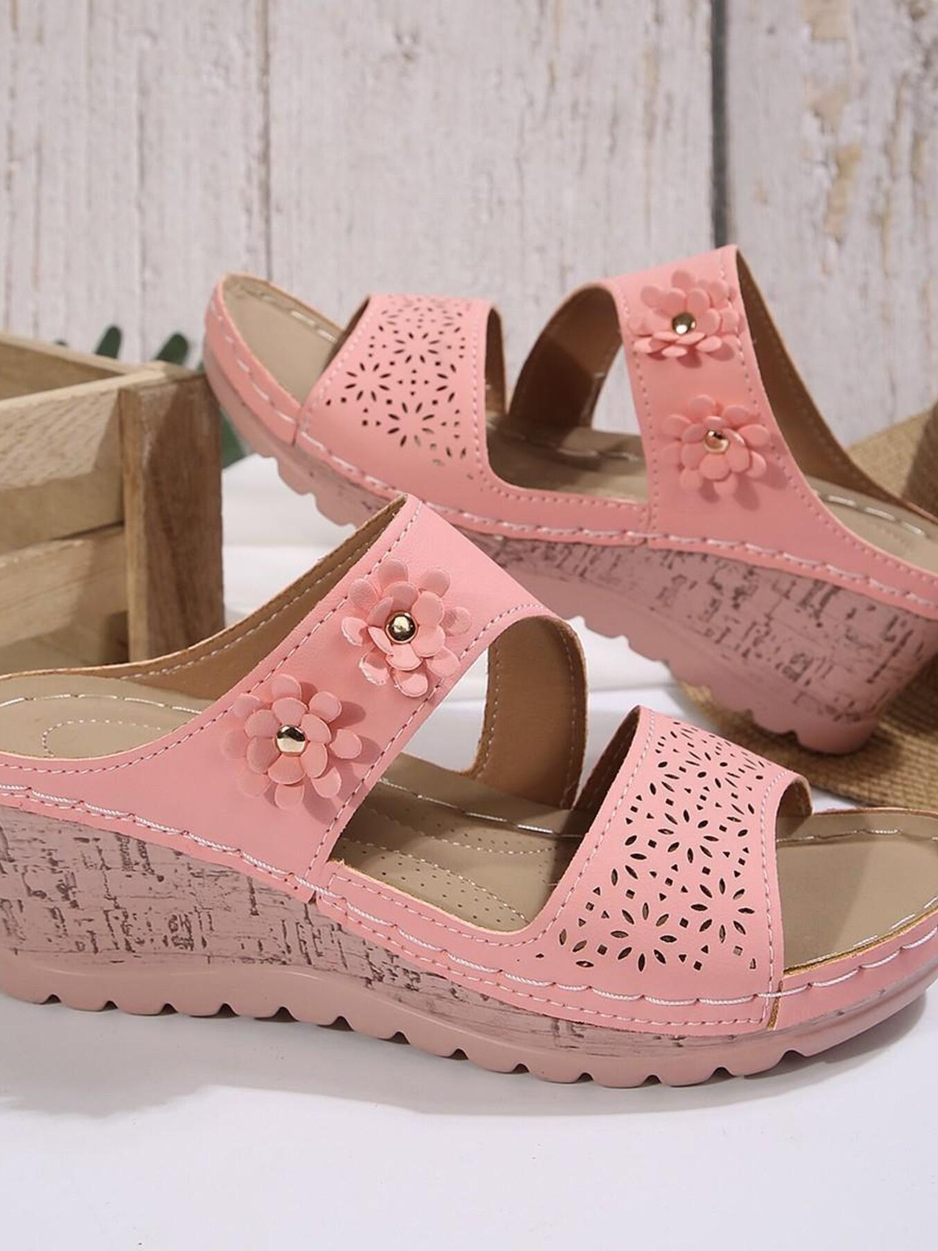 Hollow Out Comfort Wedge Sandals