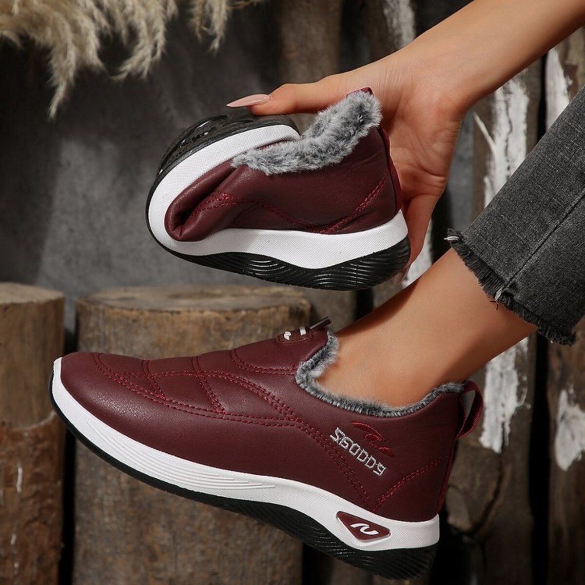 Plush Round Toe Platform Shoes