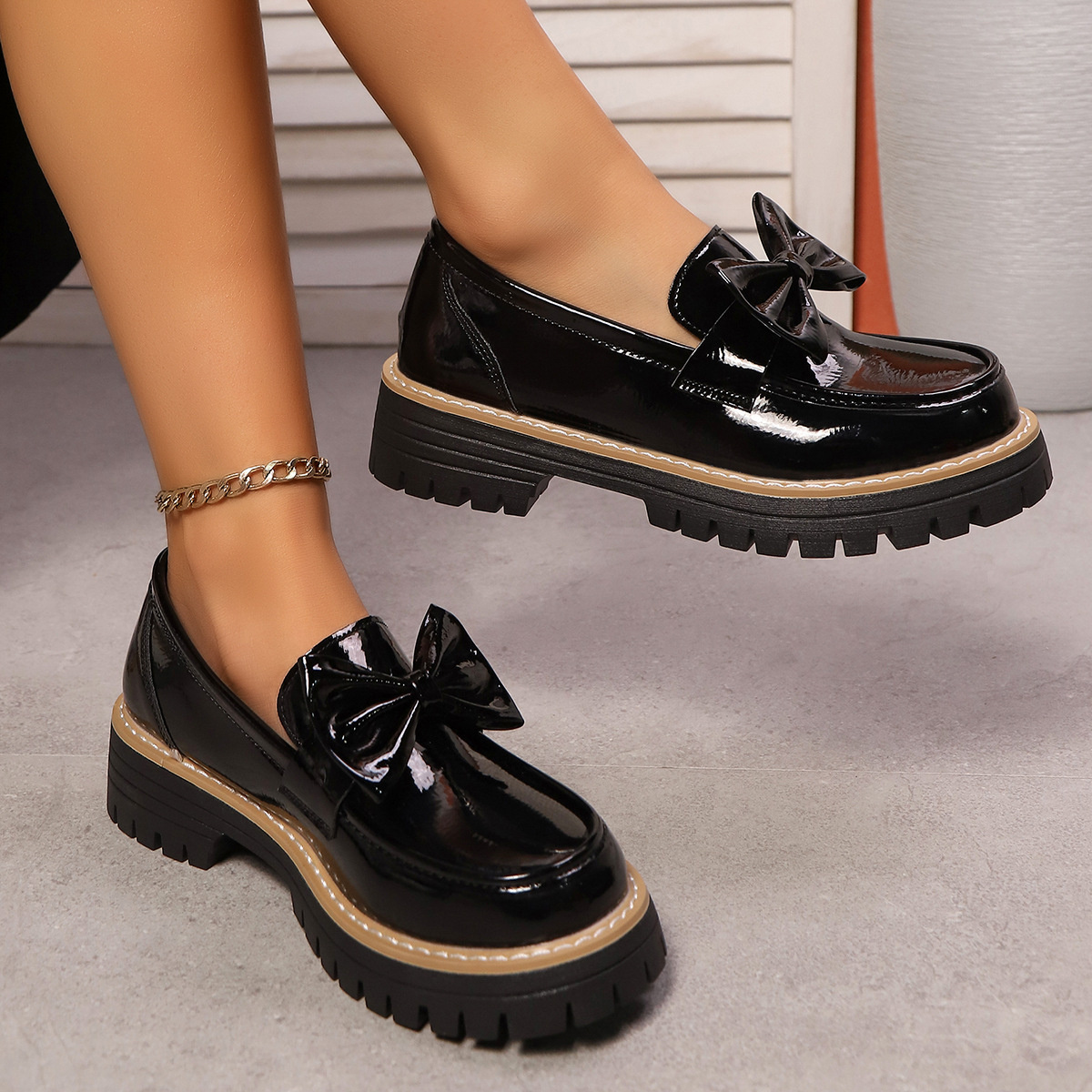 Bow Decor Chunky Loafers