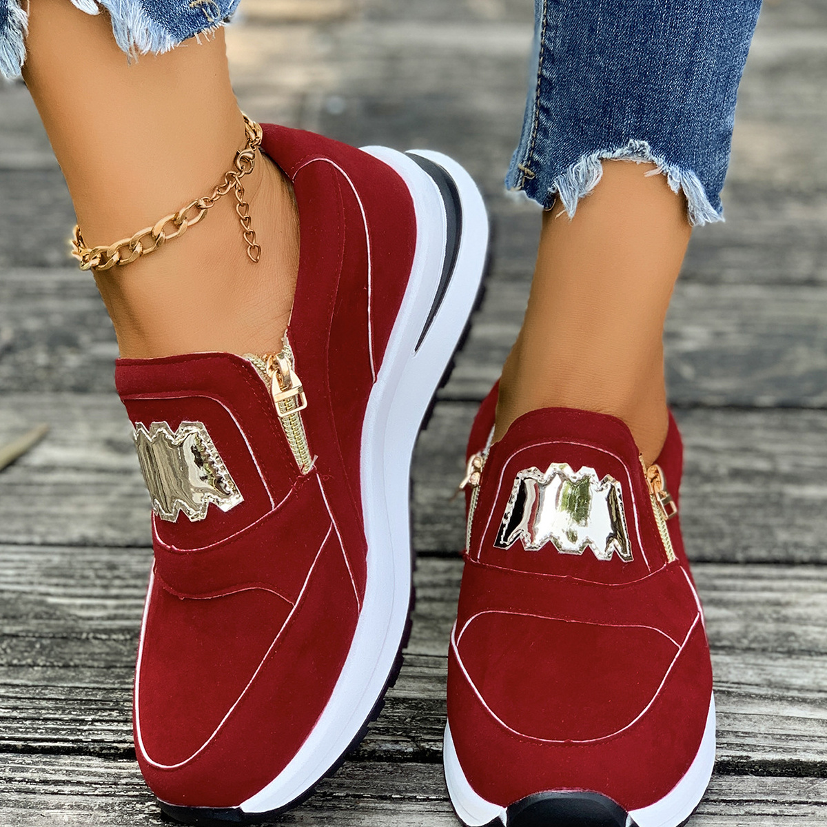 Round Toe Platform Slip-Ons