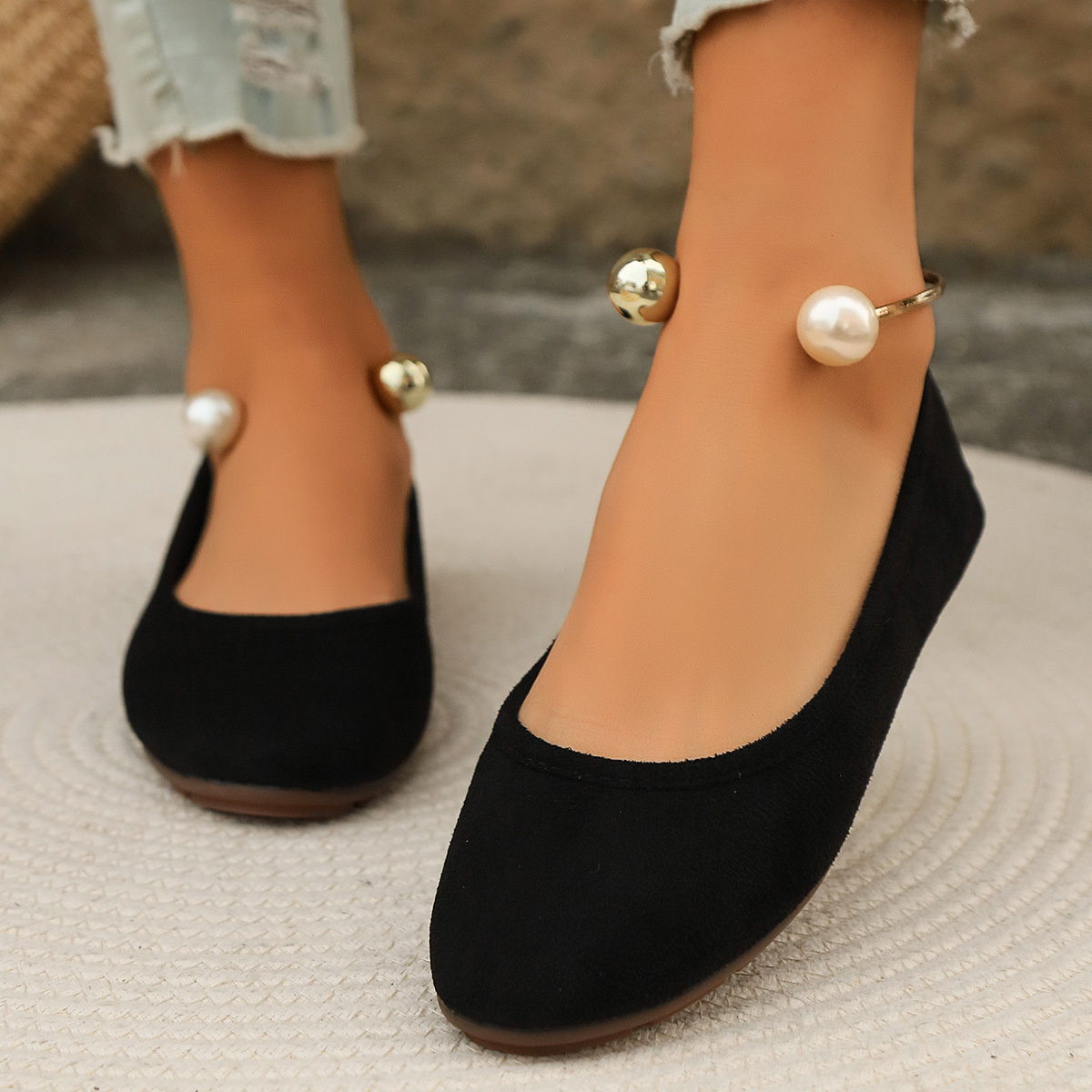 Pearl Ankle Strap Slip-Ons