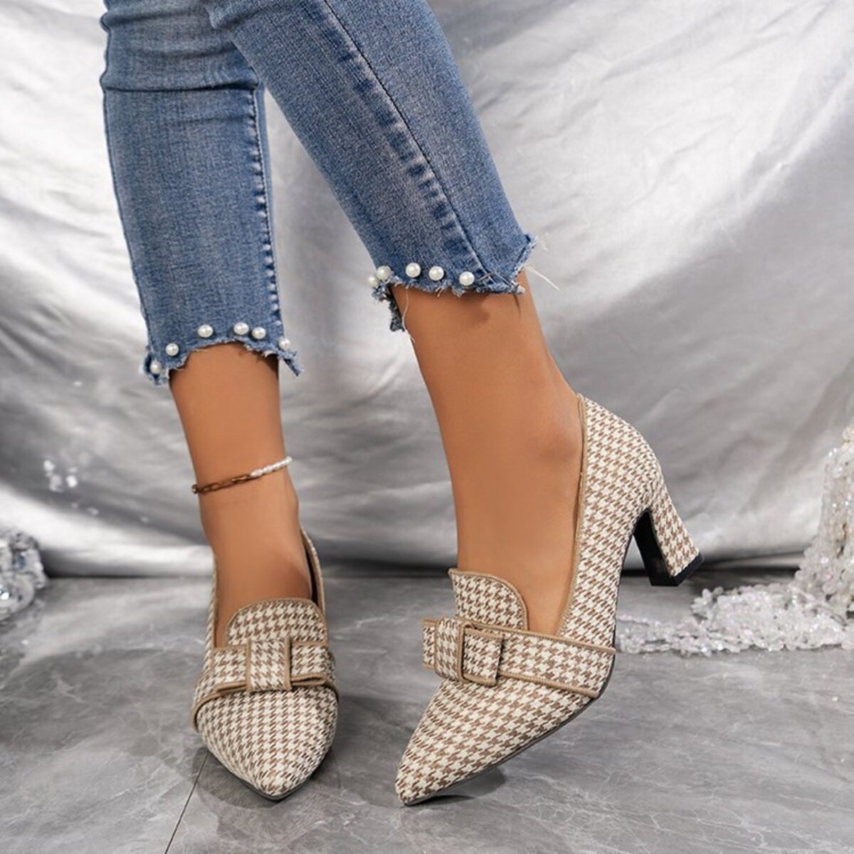 Point Toe Block Heels Pumps