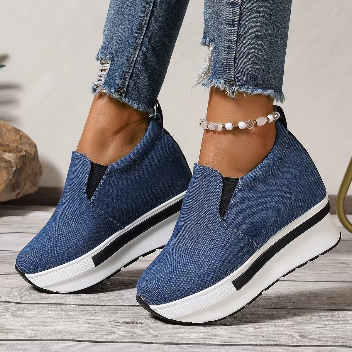 Round Toe Platform Slip-Ons