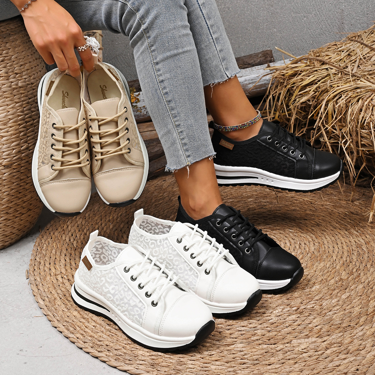 Lace-Up Platform Sneakers
