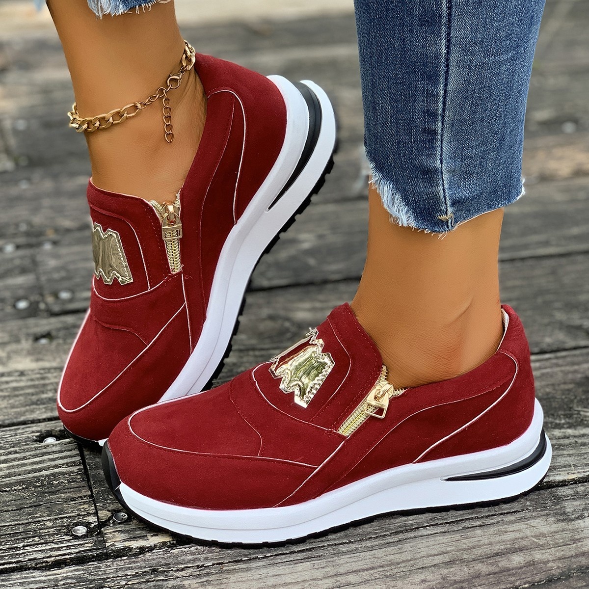 Round Toe Platform Slip-Ons