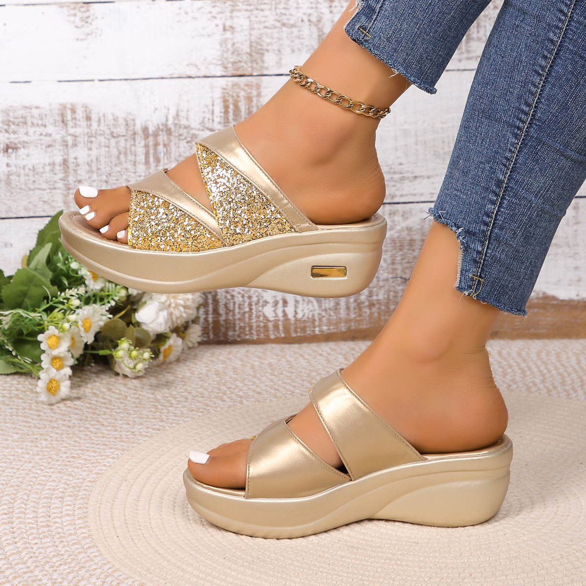 Open Toe Platform Wedge Sandals