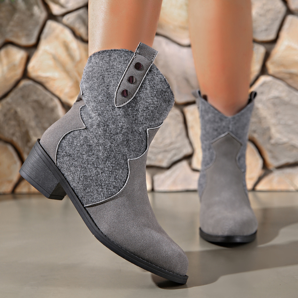 Point Toe Block Heels Boots