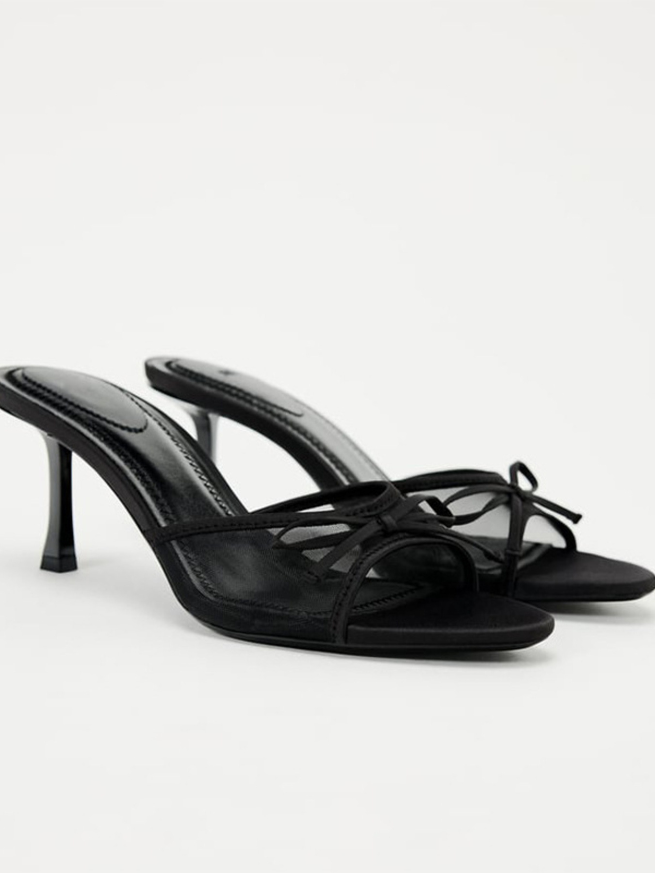 Bow Detail Stiletto Heel Mule Sandals
