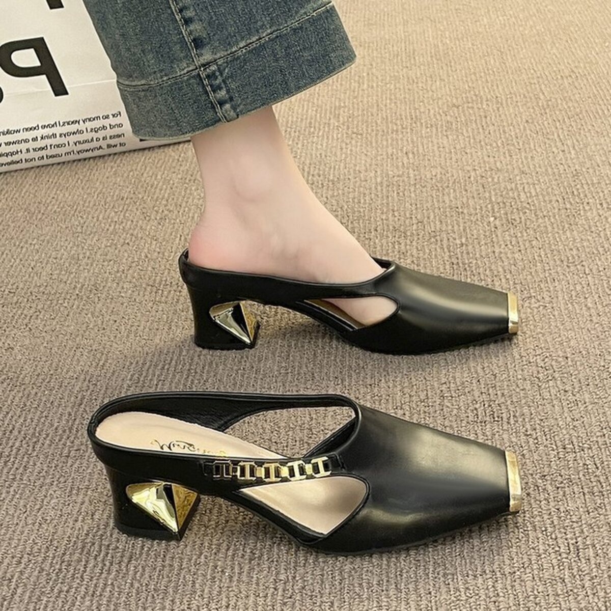Square Toe Block Heels Sandals