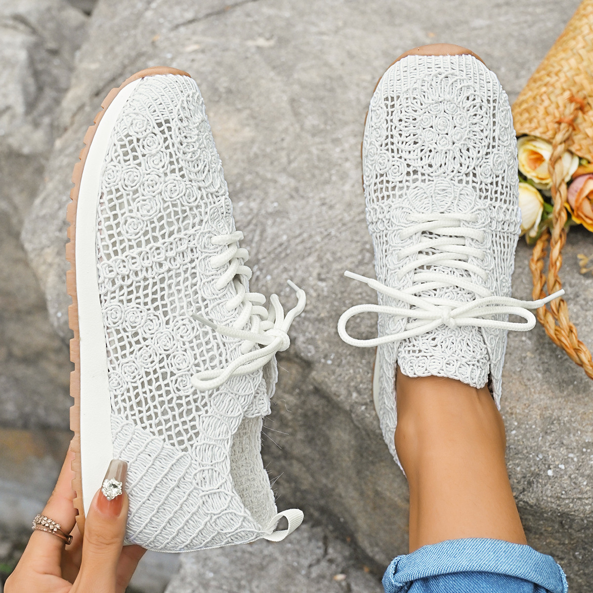 Round Toe Lace Up Sneakers