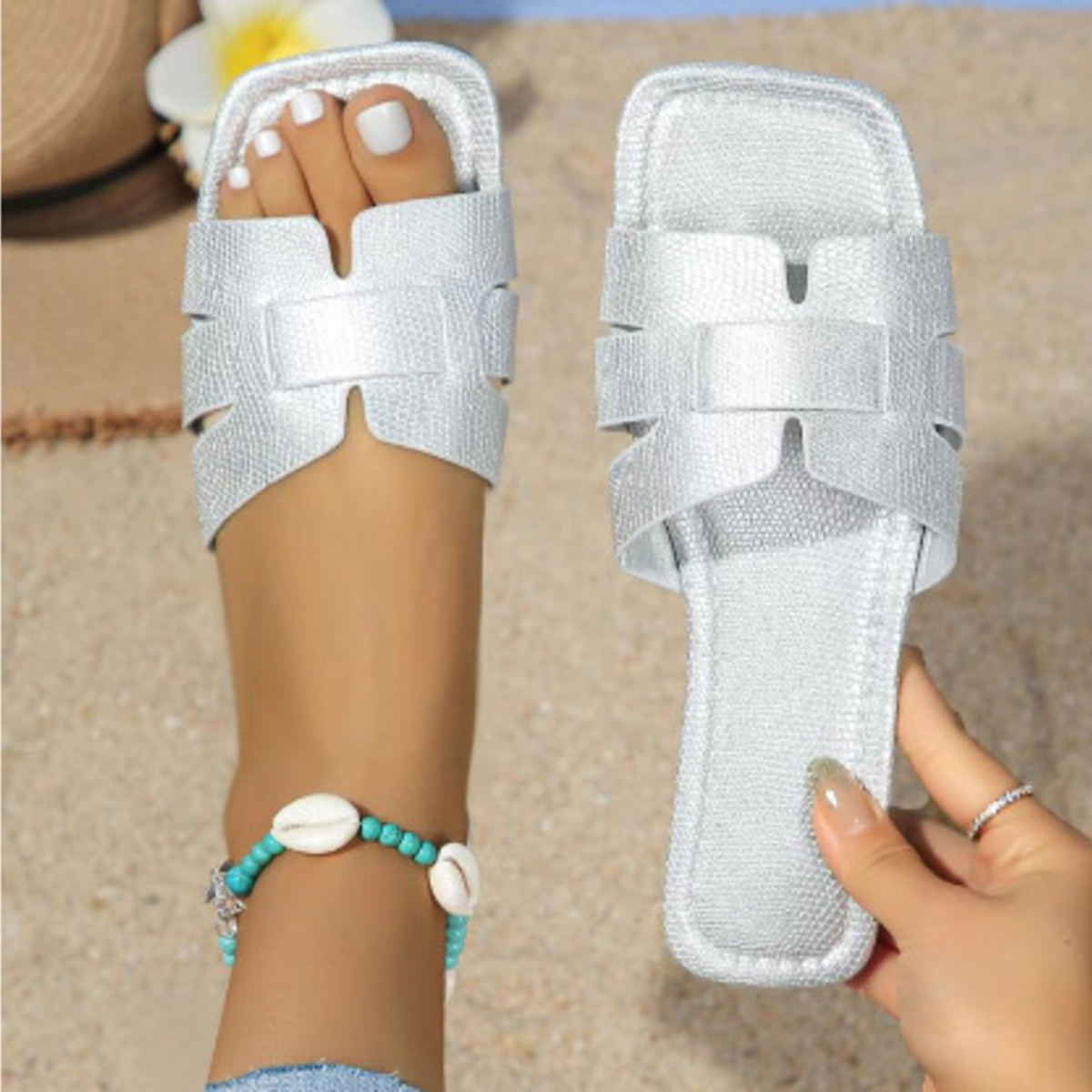 Woven Strap Flat Sandals