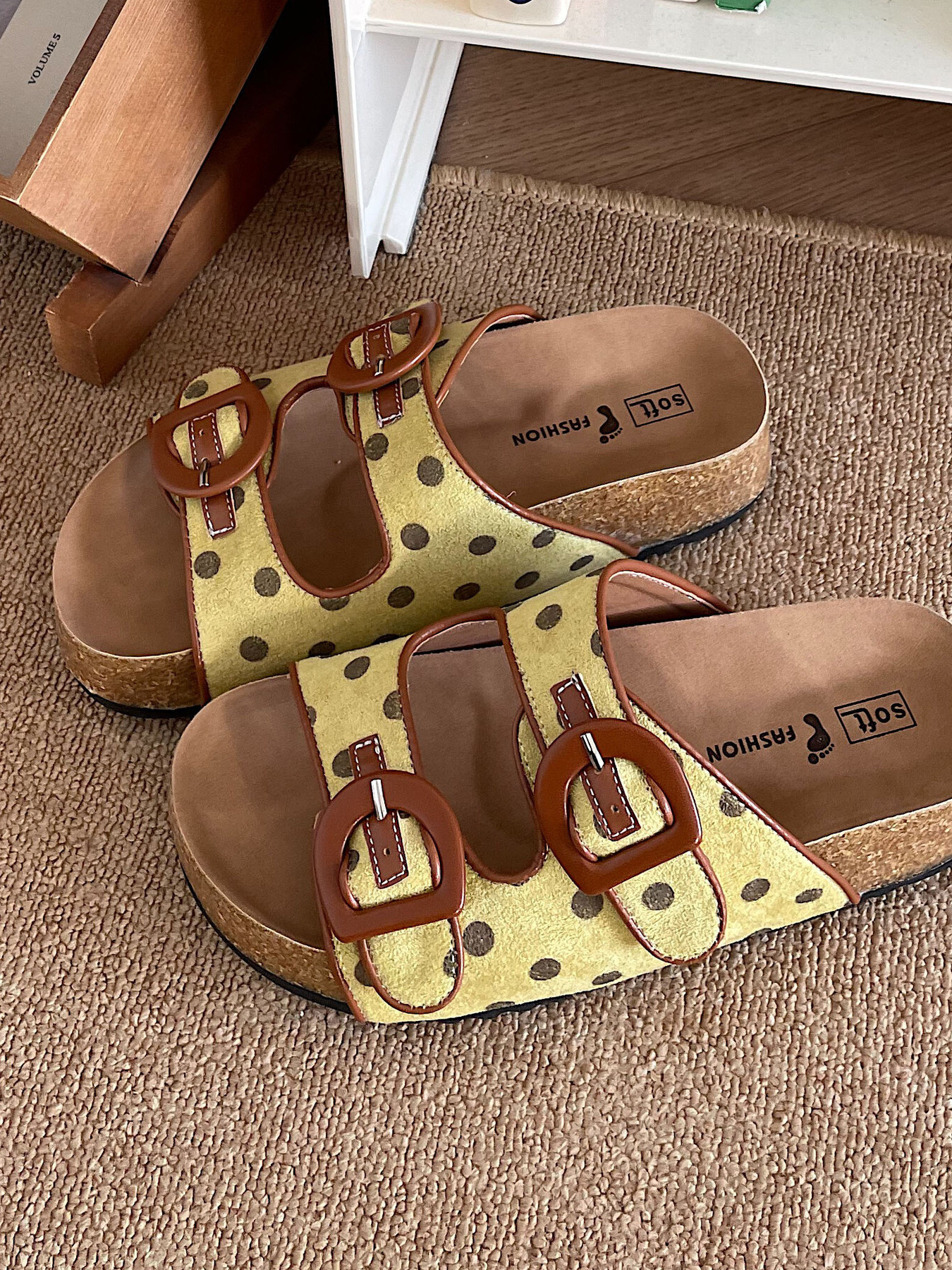 Polka Dot Double Buckle Comfort Sandals