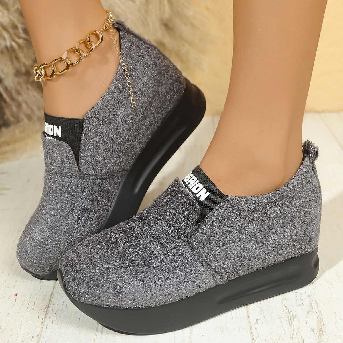 Round Toe Platform Slip-Ons