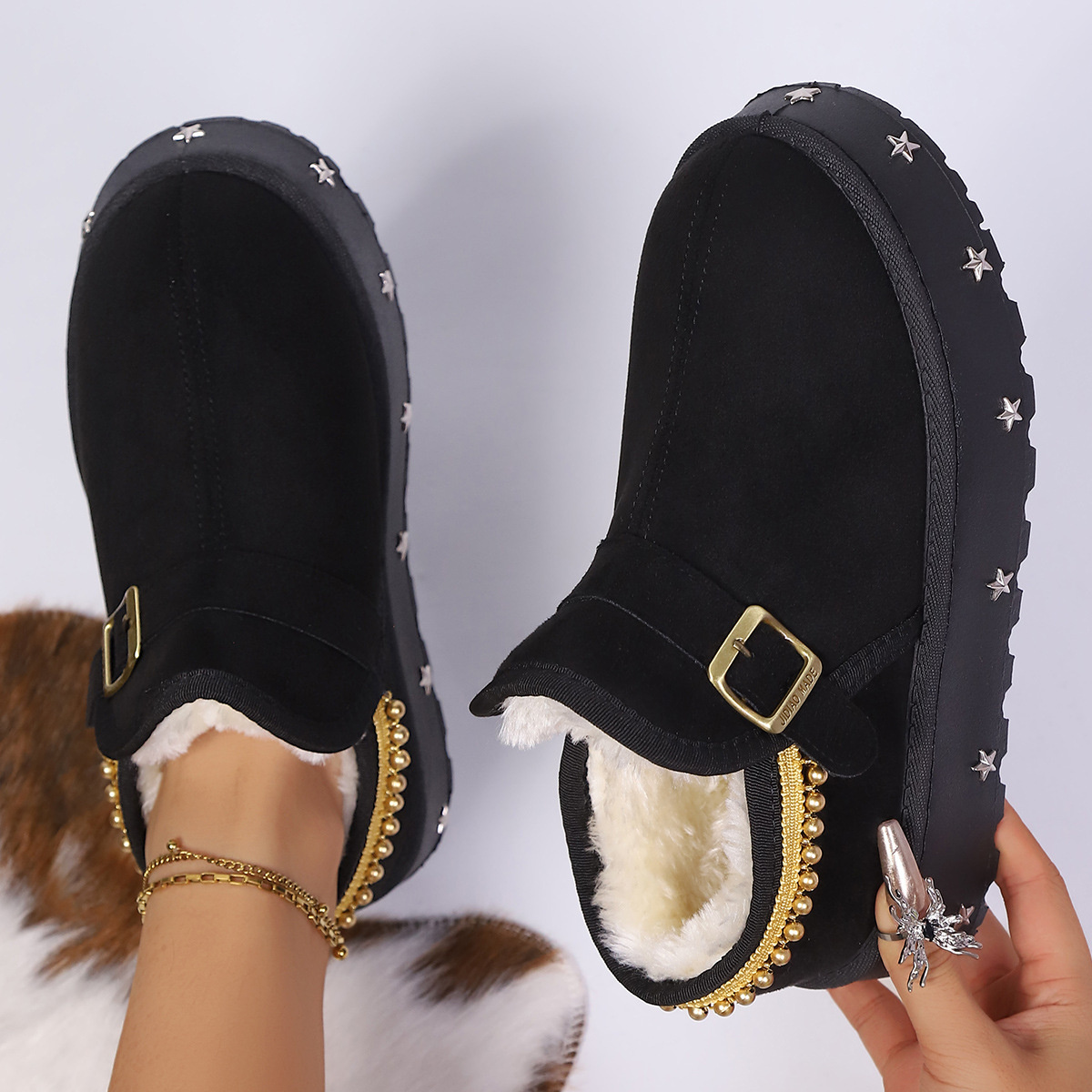 Platform Faux Fur Lined Ankle Boots