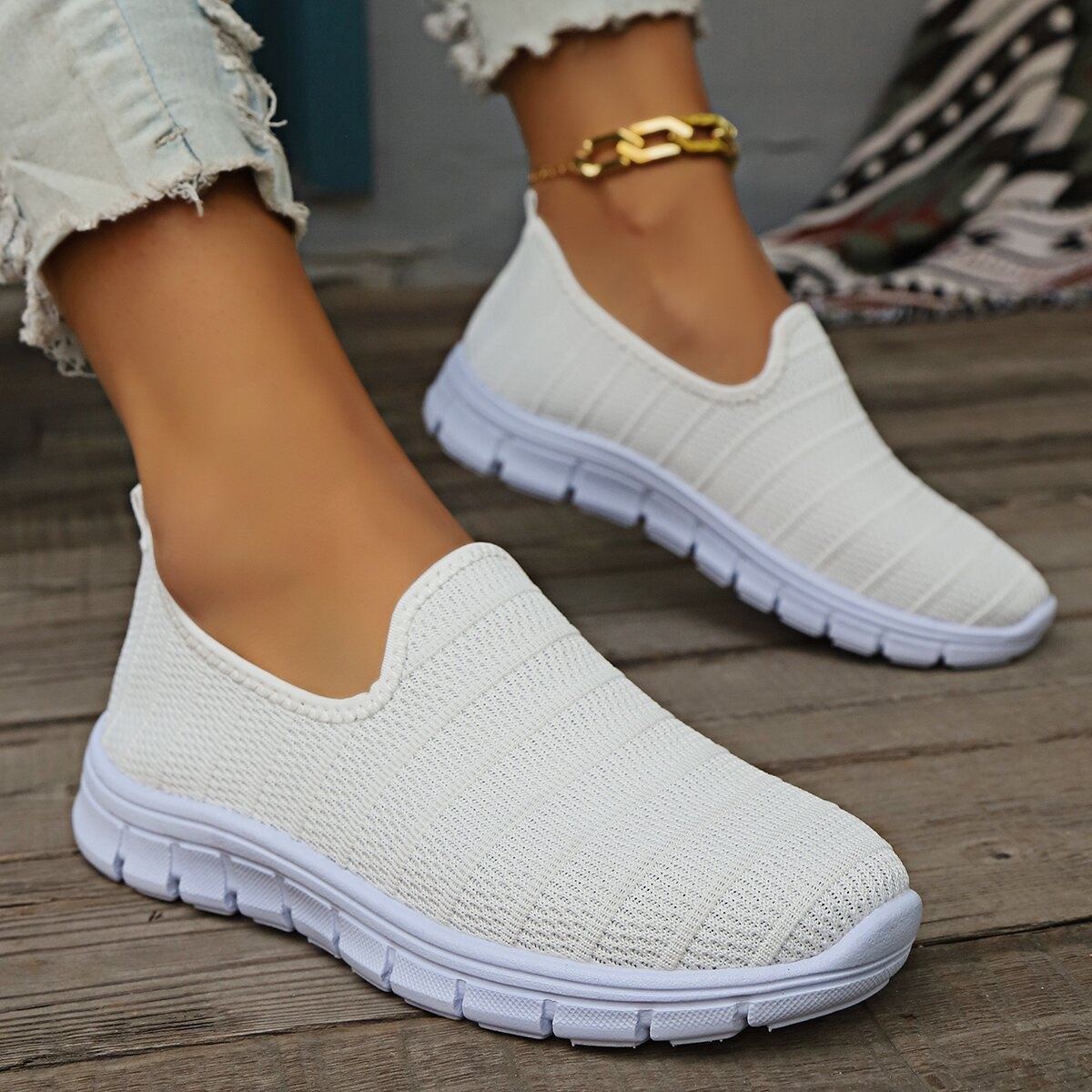 Round Toe Mesh Slip-Ons