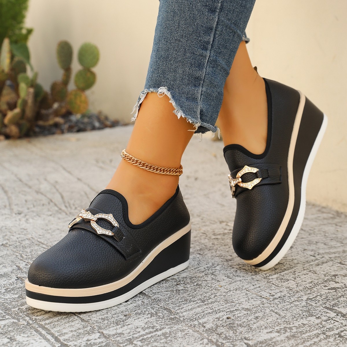 Leopard Print Wedge Loafers