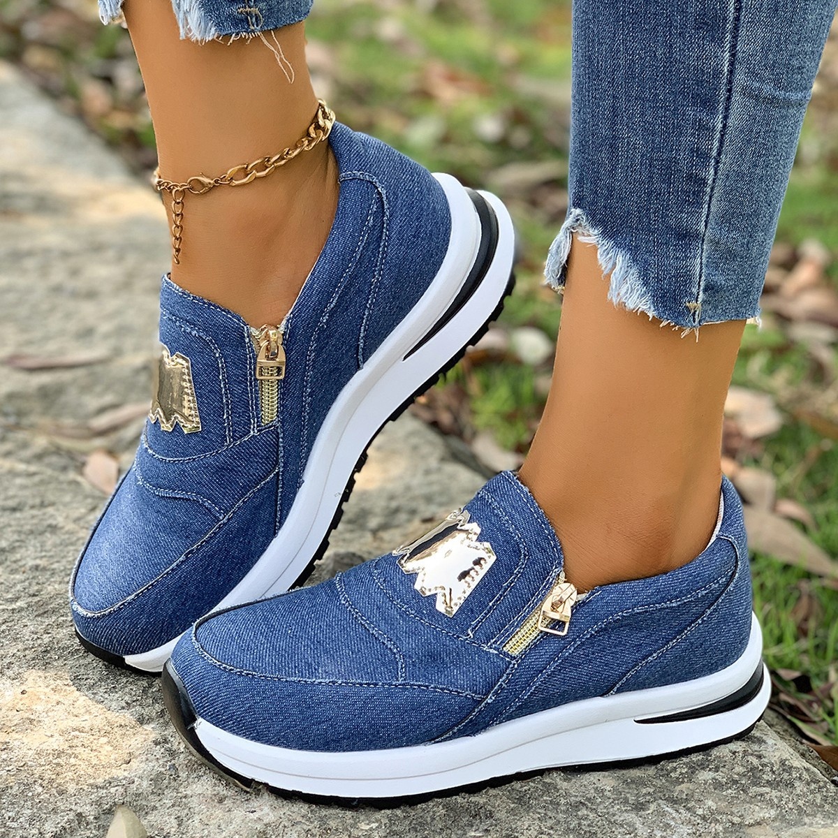 Round Toe Platform Slip-Ons