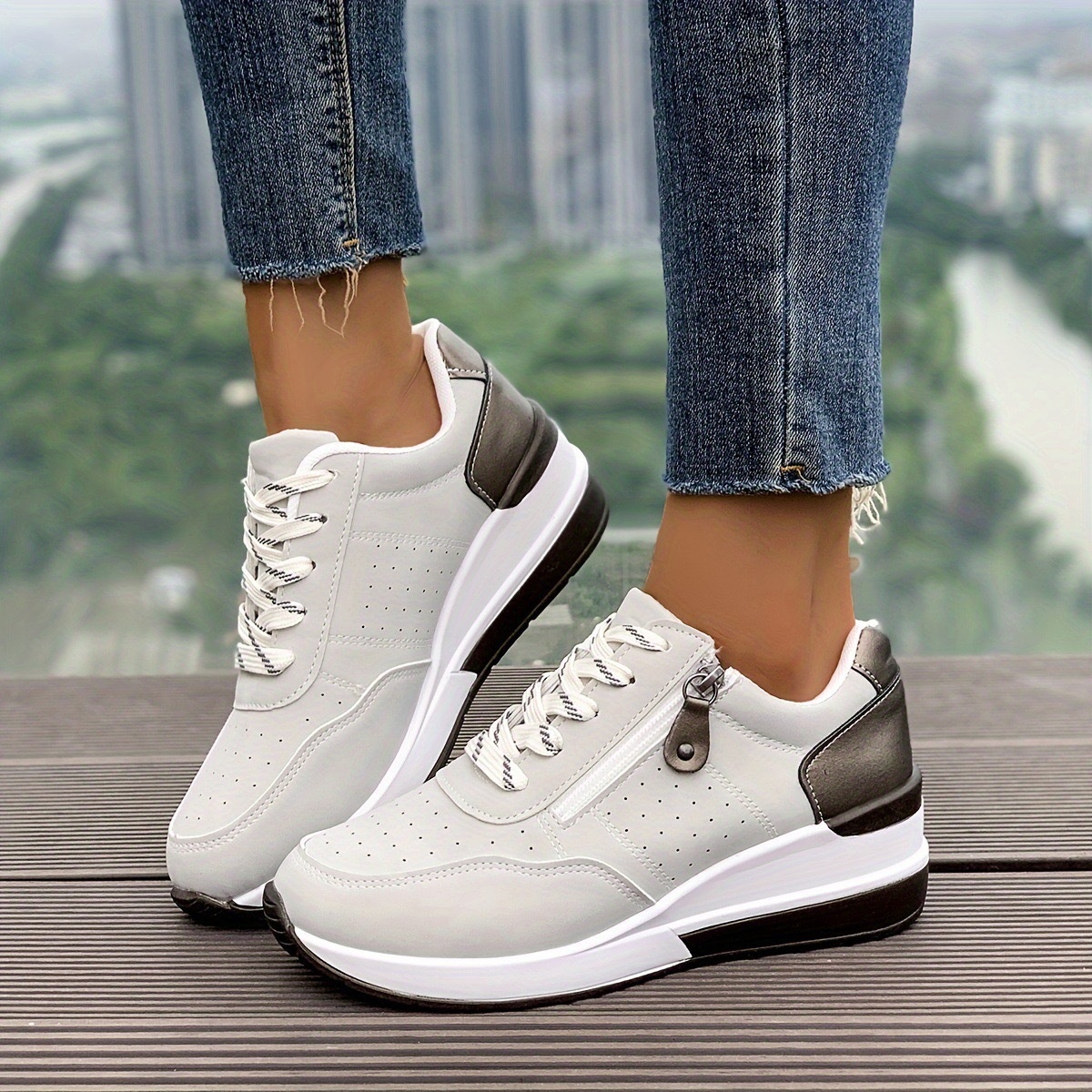 Round Toe Lace Up Sneakers