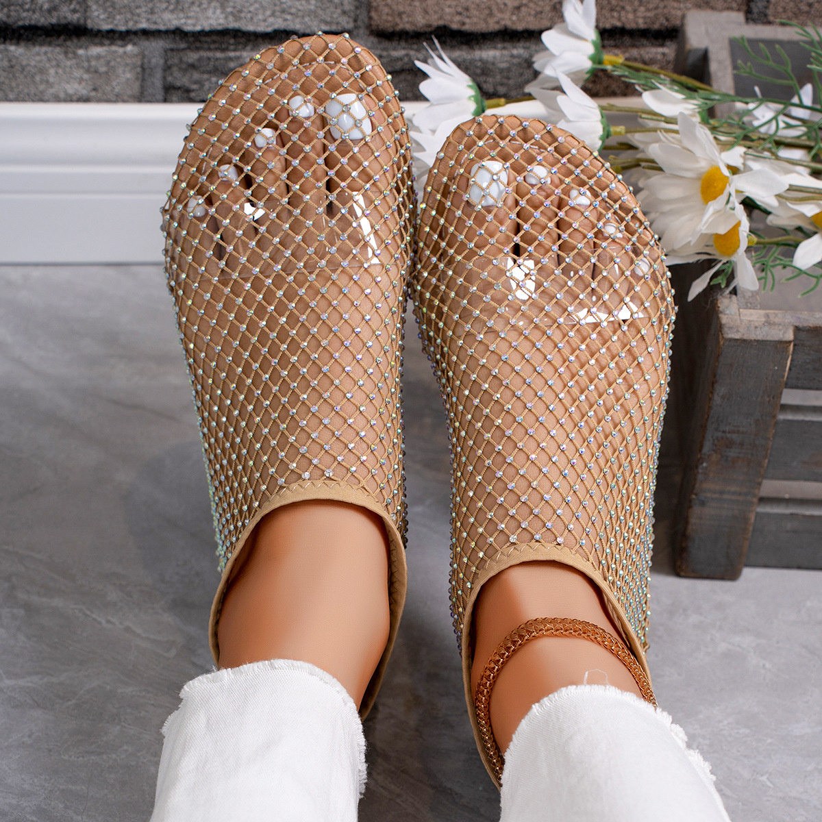 Rhinestone Hollow Out Sandals
