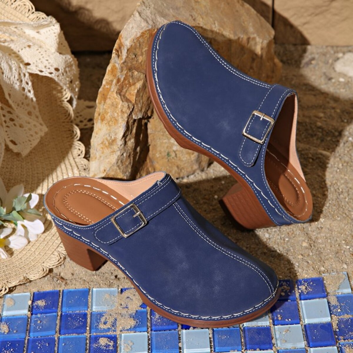 Round Toe Block Heel Sandals