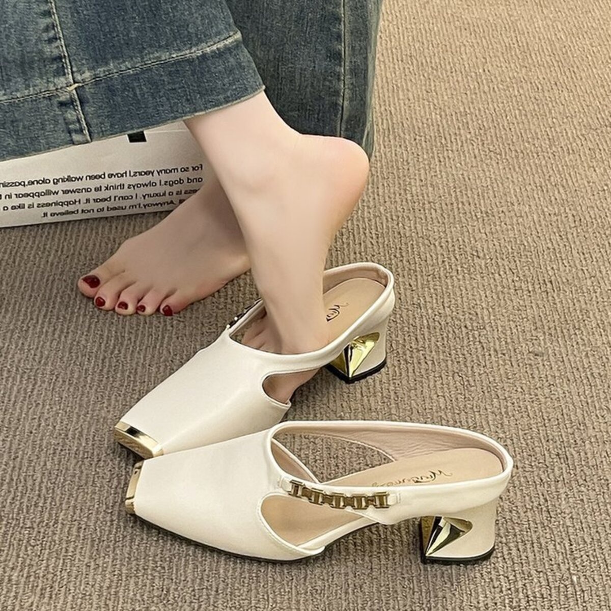 Square Toe Block Heels Sandals