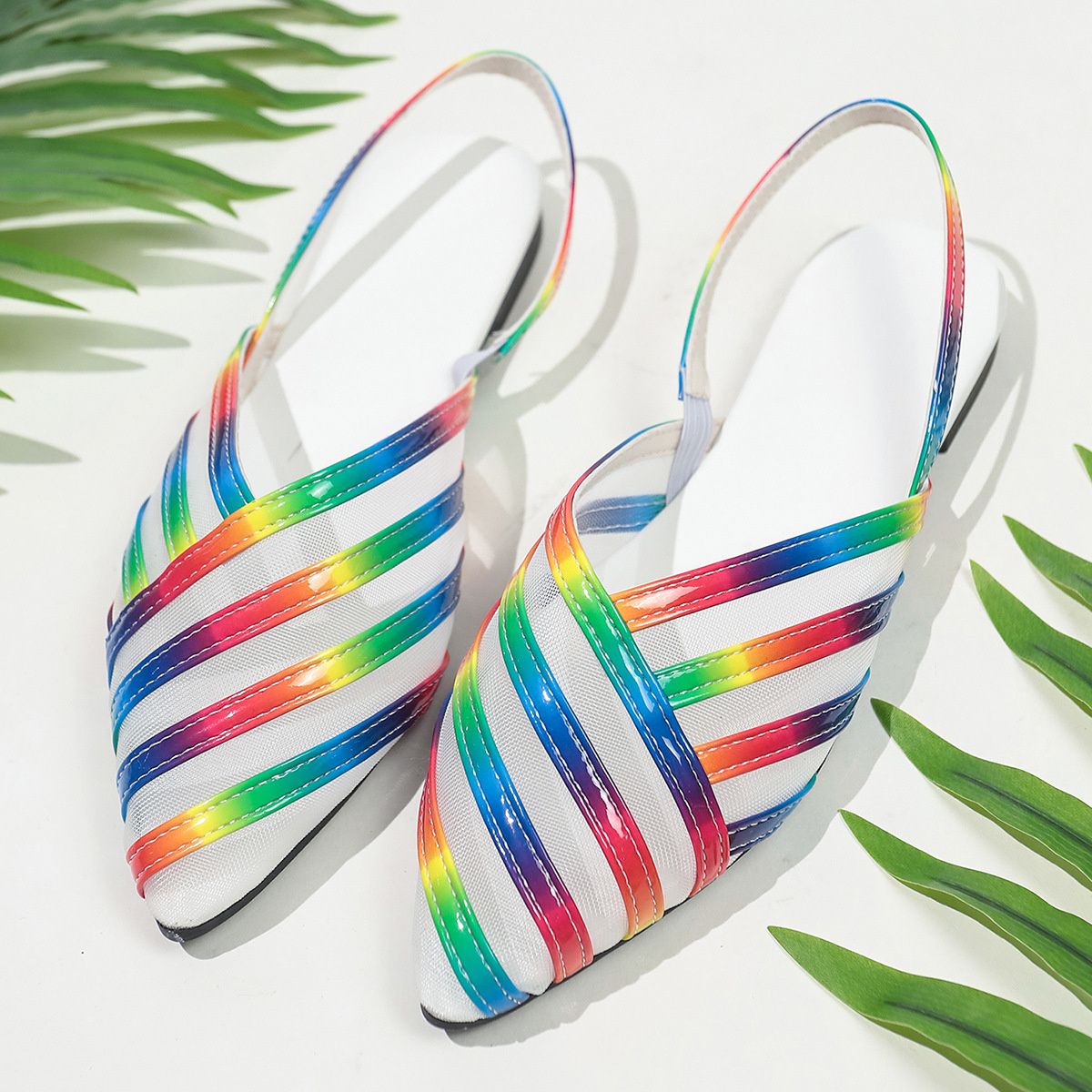 Point Toe Mesh Flats Sandals
