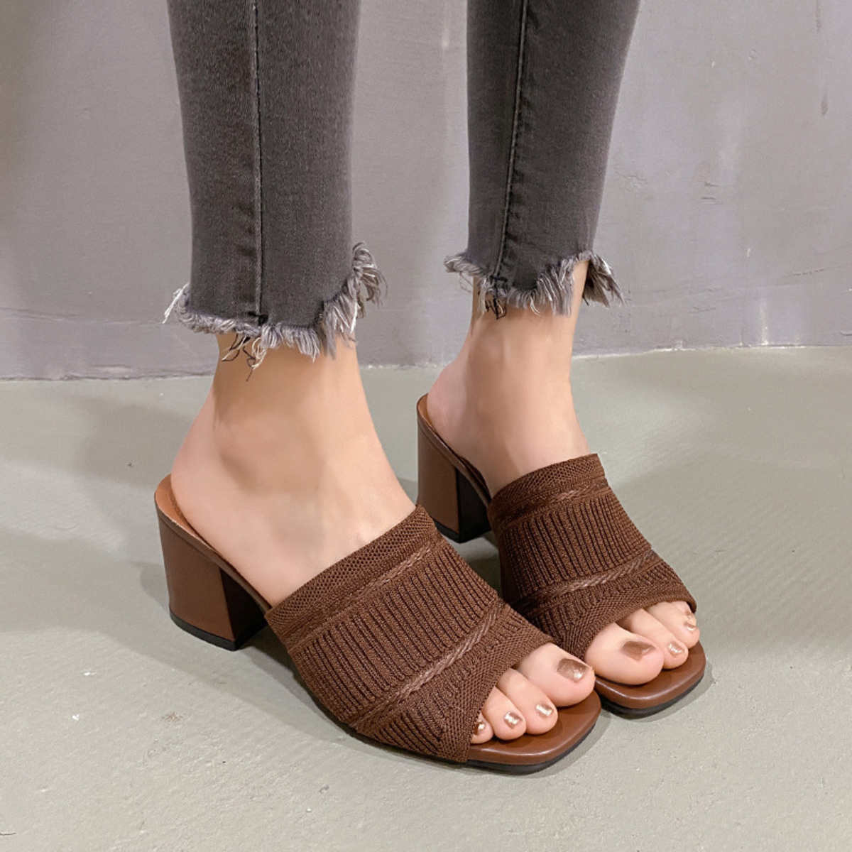 Open Toe Block Heels Sandals