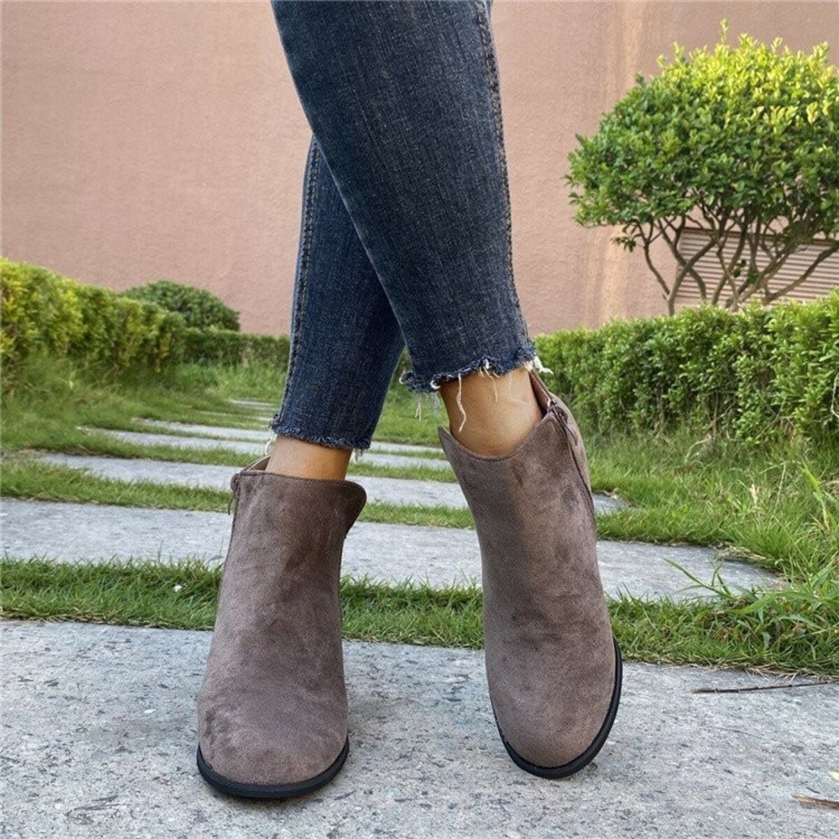 Side Zipper Wedge Boots