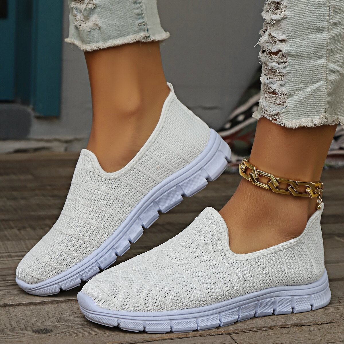Round Toe Mesh Slip-Ons