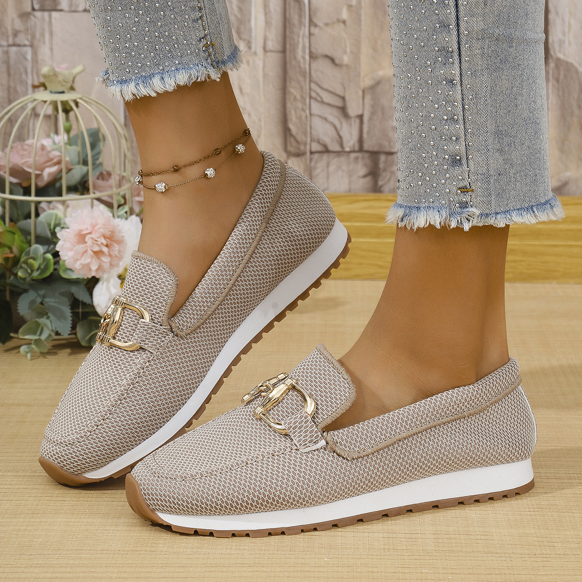 Mesh Round Toe Slip-Ons