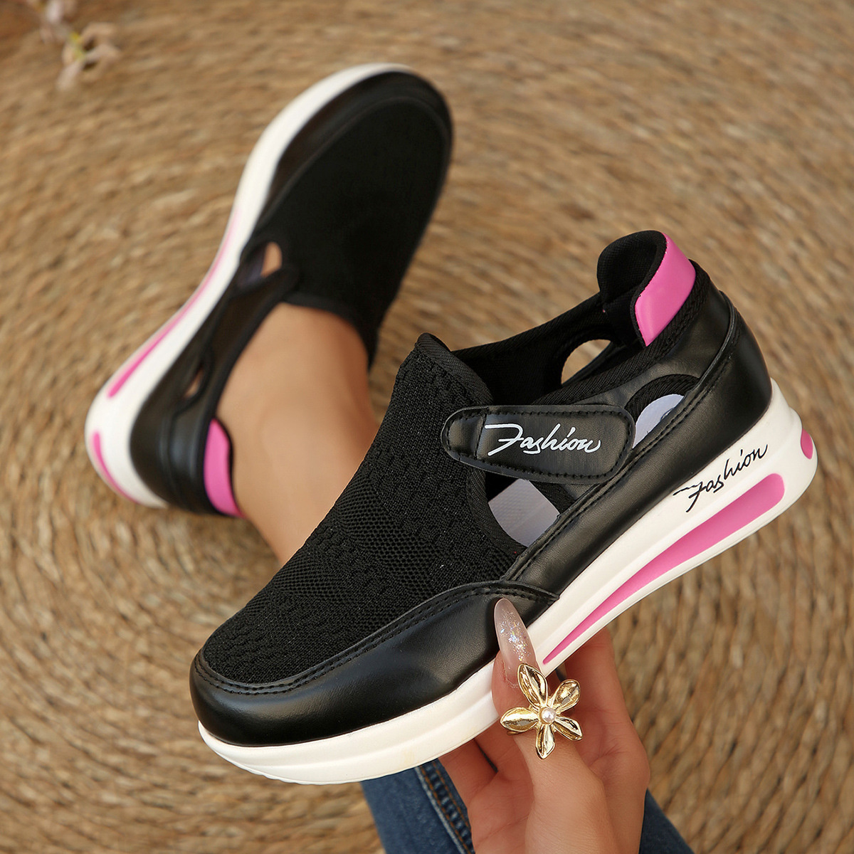 Breathable Mesh Wedge Sneakers