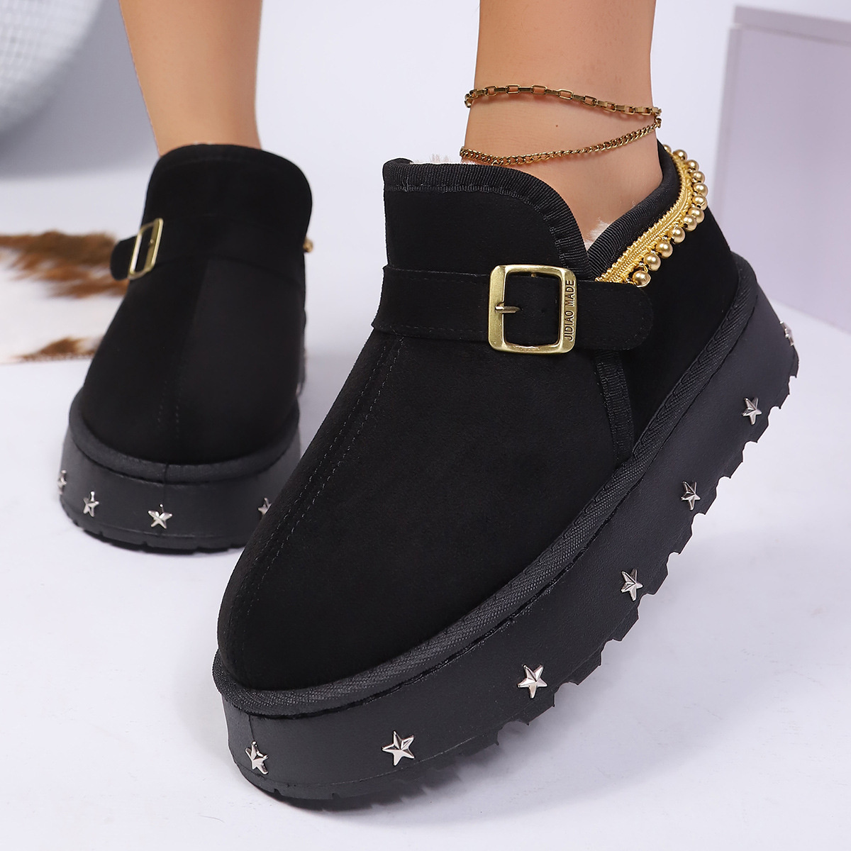 Platform Faux Fur Lined Ankle Boots