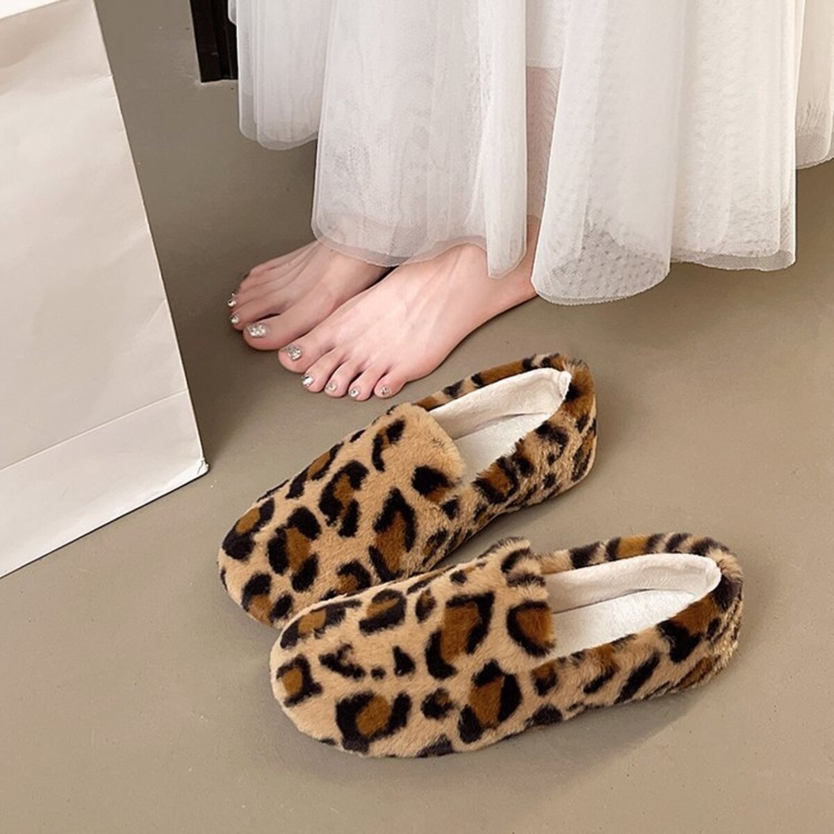 Fluffy Round Toe Slip-Ons