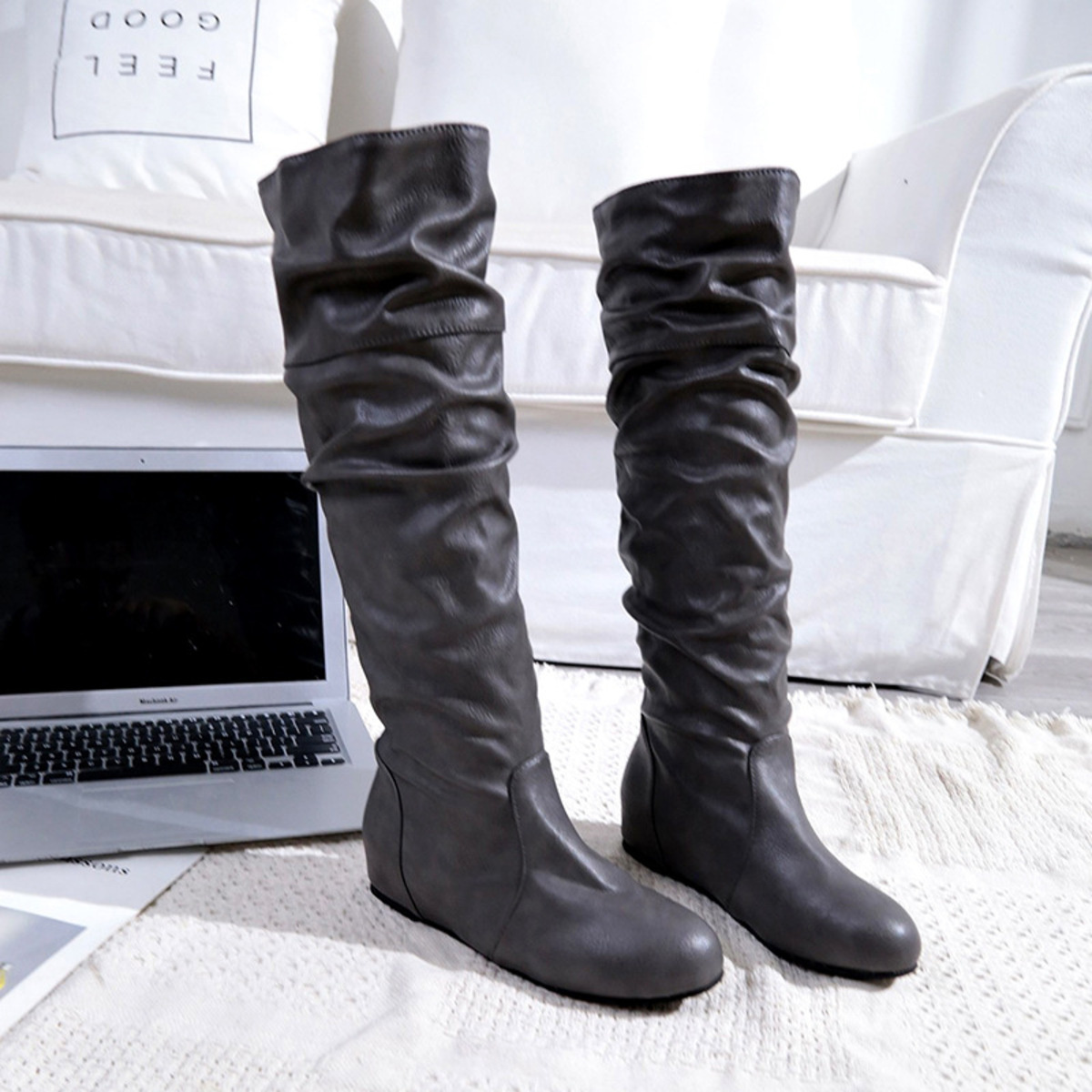Round Toe Slouch Boots