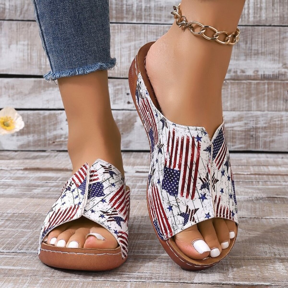 American Flag Wedge Sandals