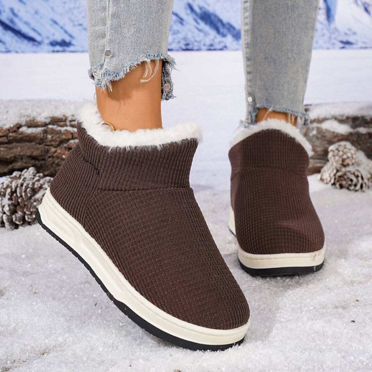 Cozy Knit Ankle Boots with Plush Lining