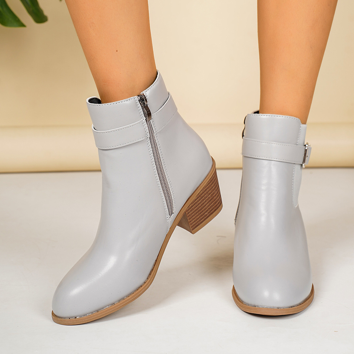 Point Toe Block Heels Boots
