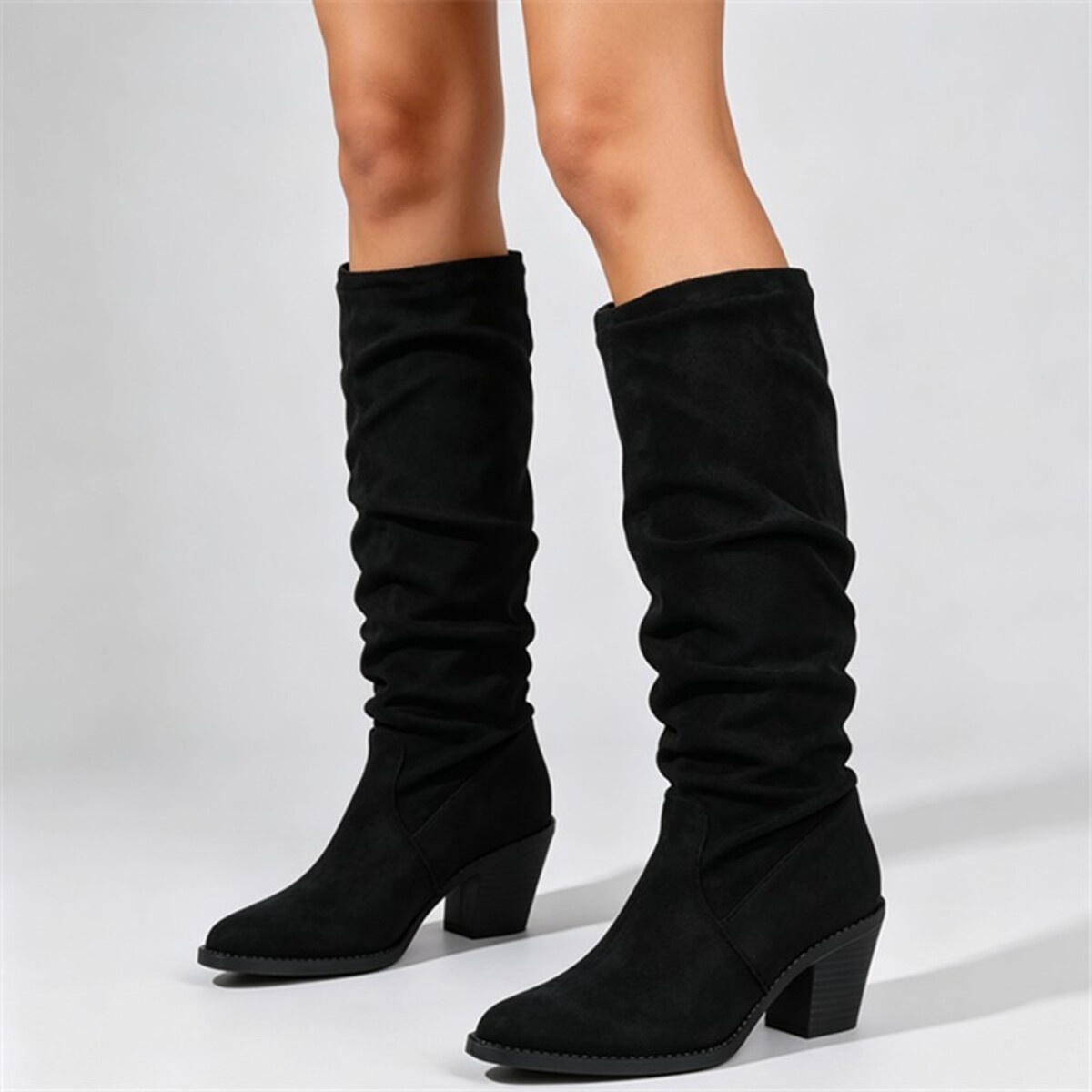 Point Toe Block Heels Boots